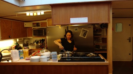 Nicole at Work in HER Galley